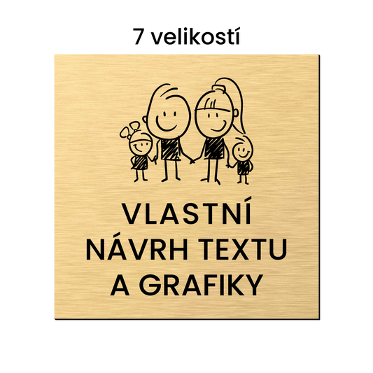gravírovaná cedule k označení sídla, kanceláře, provozovny, prodejny, podlaží apod. dvouvrstvý plast povrch kovový zlatý