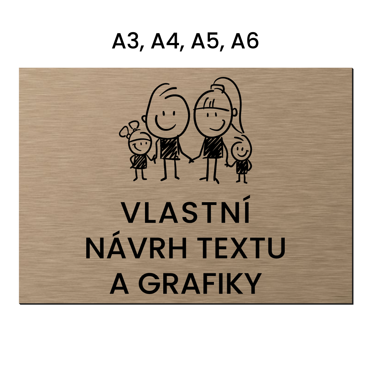 gravírovaná cedule k označení sídla, kanceláře, provozovny, prodejny, podlaží apod. dvouvrstvý plast povrch kovový bronzový
