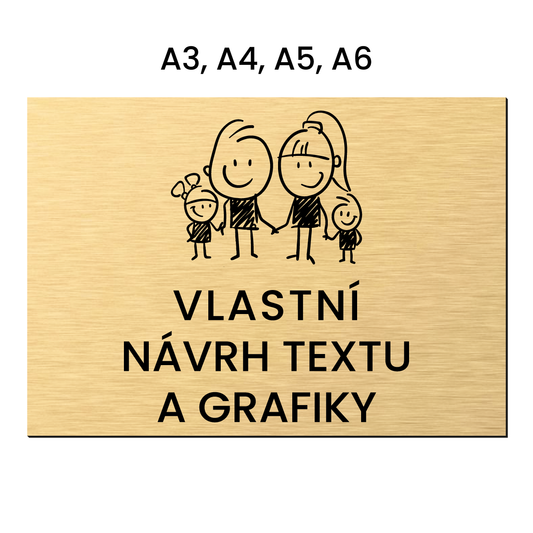 gravírovaná cedule k označení sídla, kanceláře, provozovny, prodejny, podlaží apod. dvouvrstvý plast povrch kovový zlatý