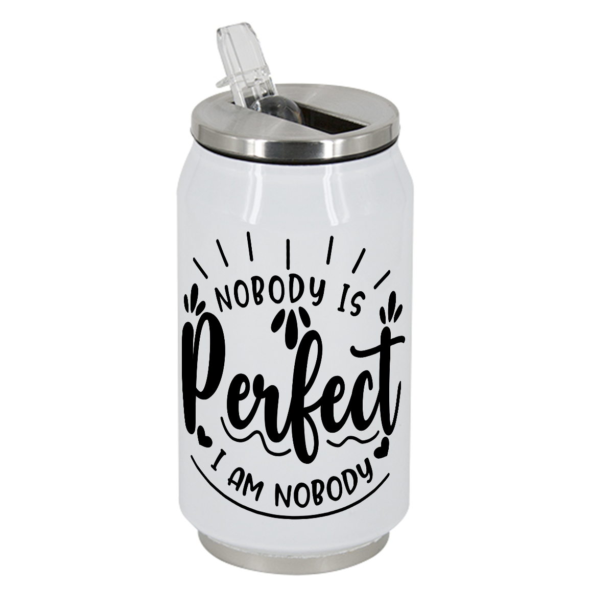 nerezová dvouplášťová termoláhev z potravinářské oceli s vlastním potiskem, textem, fotkou, šroubovací uzávěr se sklopným pítkem tvar plechovky cola objem 500 ml