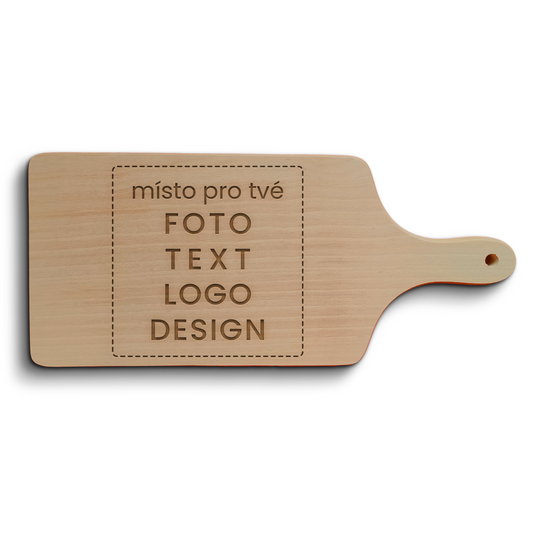 Dřevěné bukové kuchyňské prkénko s gravírovaným motivem podle Vašeho vlastního návrhu, text, fotka