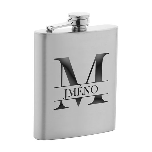 Placatka z nerez oceli s vlastním návrhem gravírování, který si jednoduše vytvoříte v našem konfigurátoru. Objem 200 ml.