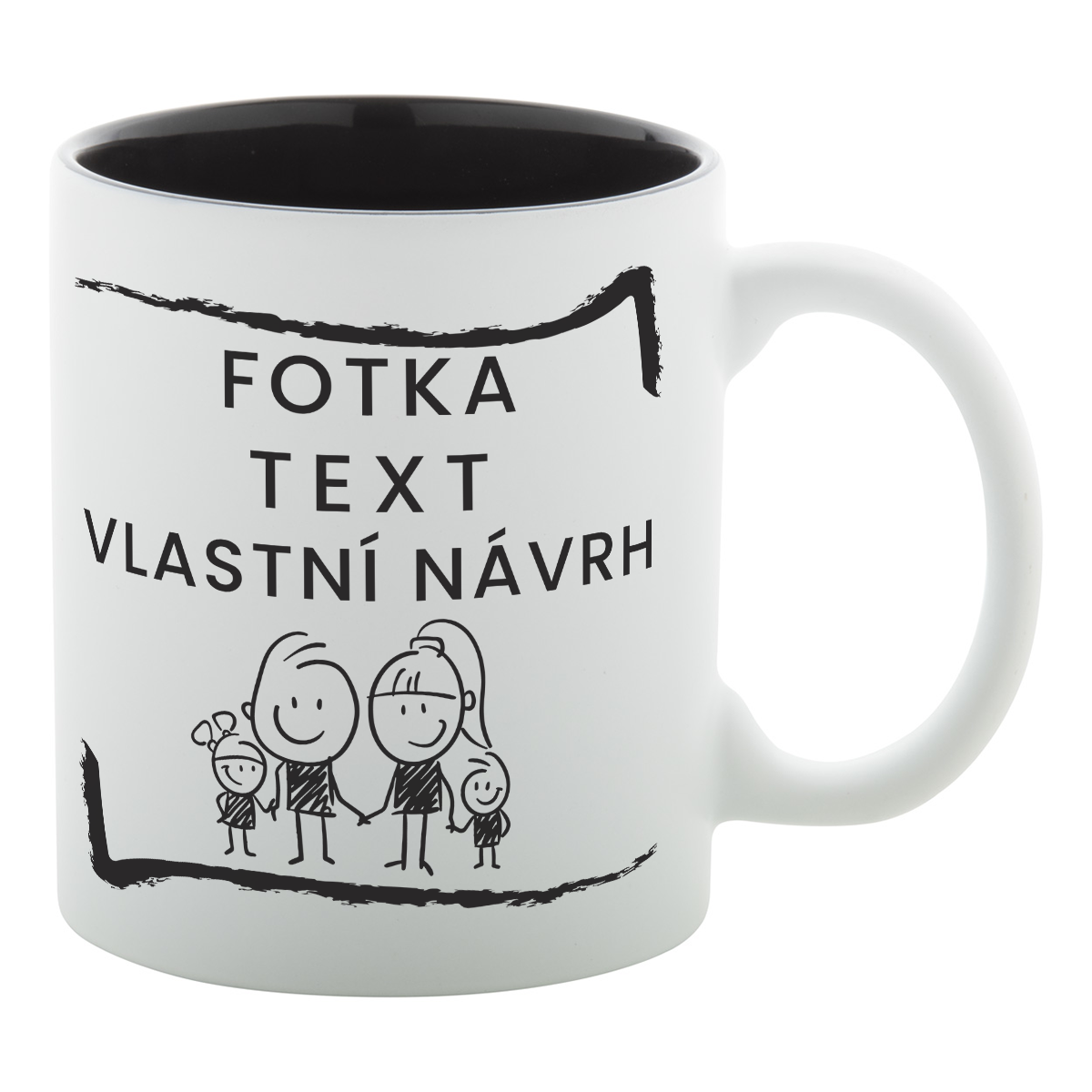 Keramický gravírovaný hrníček s vlastním návrhem, který si navrhnete v konfigurátoru je dostupný v několika barevných variantách. Bílý keramický hrnek s barevným vnitřkem - vygravírovaný motiv má stejnou barvu jako vnitřek hrnku.