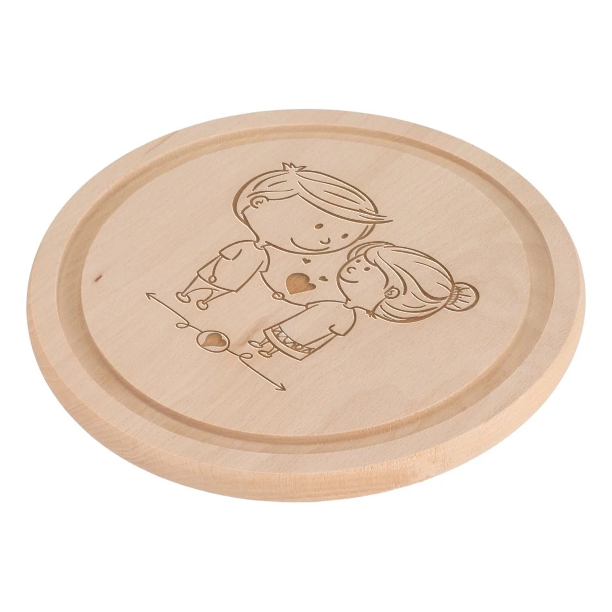 Kulaté dřevěné bukové prkénko s vlastním návrhem, textem, fotkou, průměr 22 cm