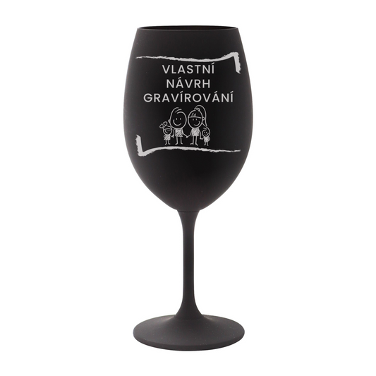 černá matná sklenička na víno s laserovým gravírováním pískováním s vlastním návrhem 450 ml