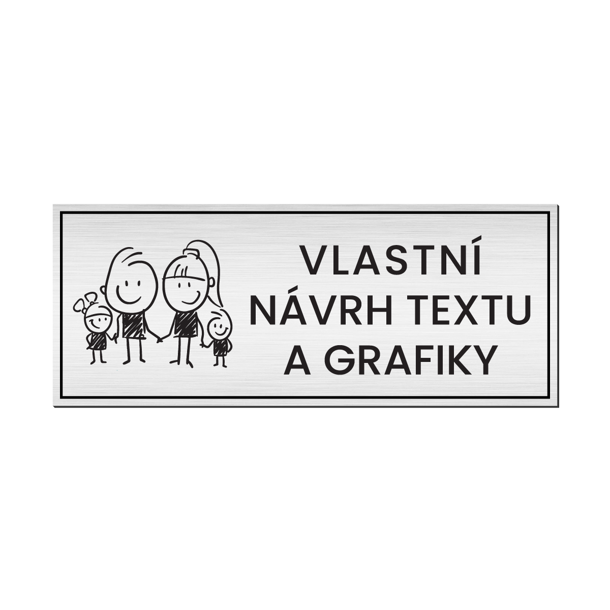 štítek na dveře - jmenovka dvouvrstvý plast povrch kovový stříbrný