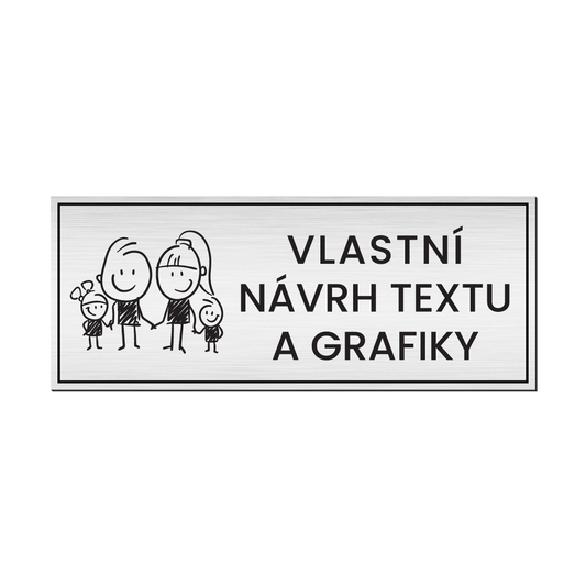 štítek na dveře - jmenovka dvouvrstvý plast povrch kovový stříbrný
