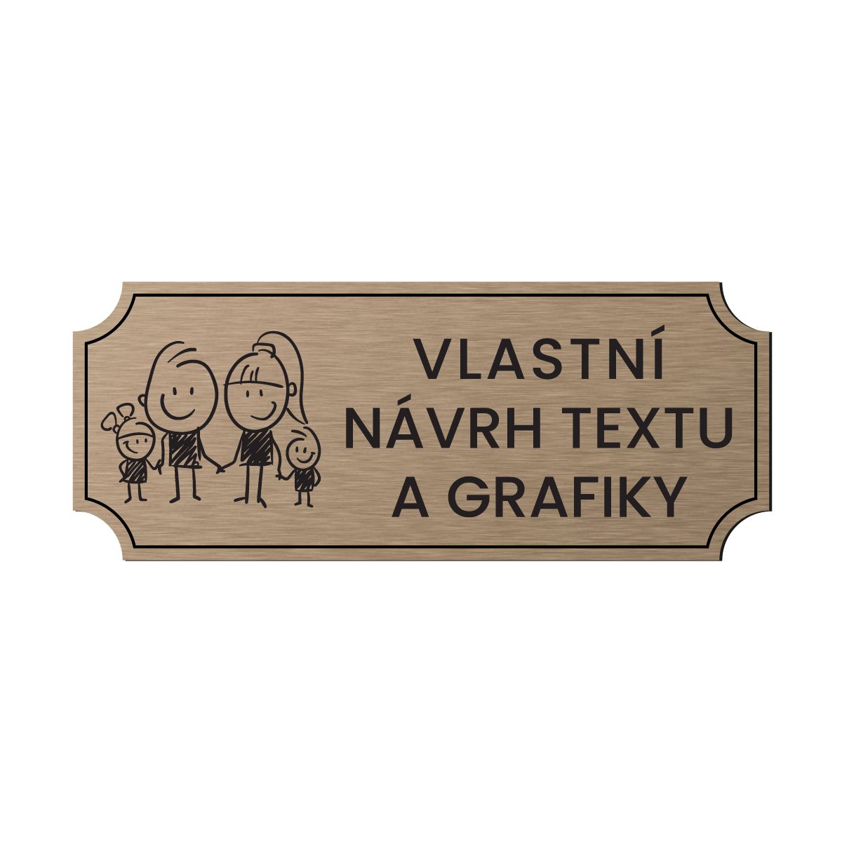 štítek na dveře - jmenovka dvouvrstvý plast povrch kovový bronzový