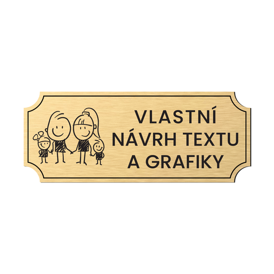 štítek na dveře - jmenovka dvouvrstvý plast povrch kovový zlatý