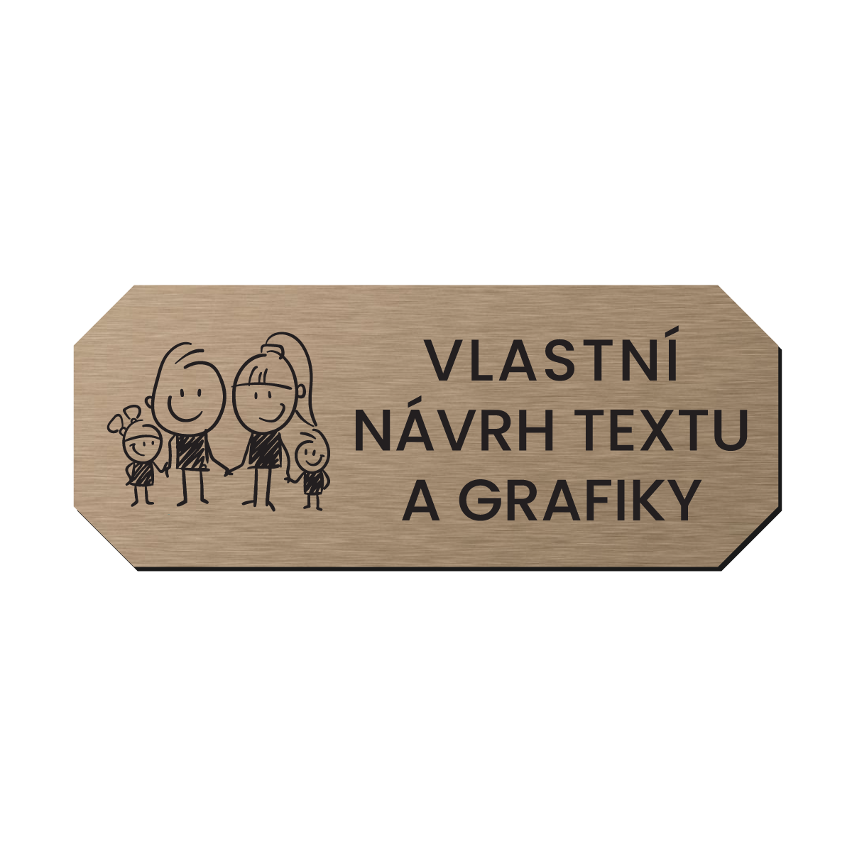 štítek na dveře - jmenovka dvouvrstvý plast povrch kovový bronzový