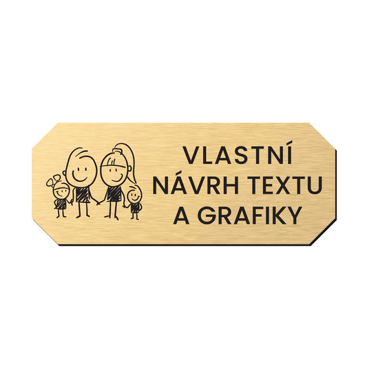 štítek na dveře - jmenovka dvouvrstvý plast povrch kovový zlatý