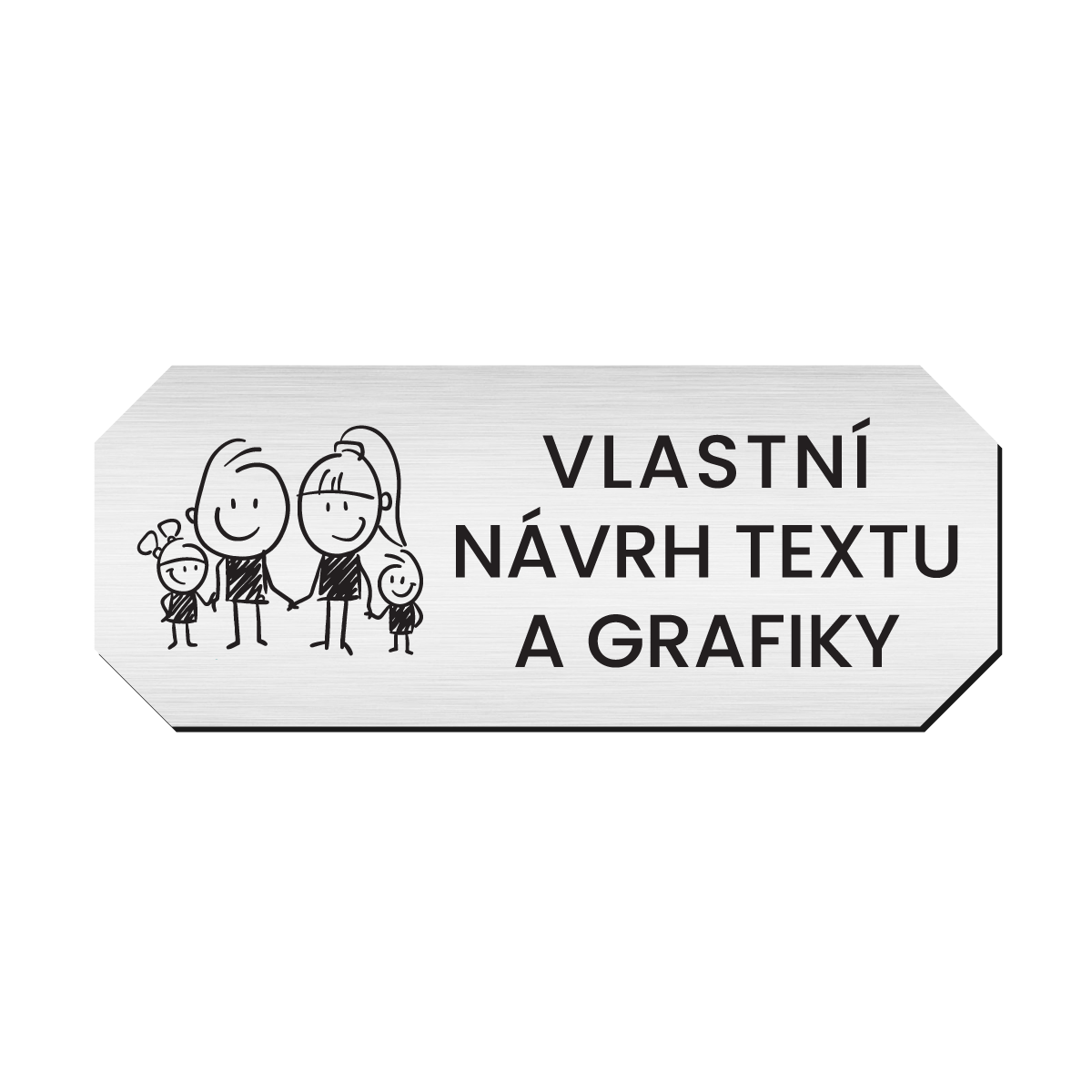 štítek na dveře - jmenovka dvouvrstvý plast povrch kovový stříbrný