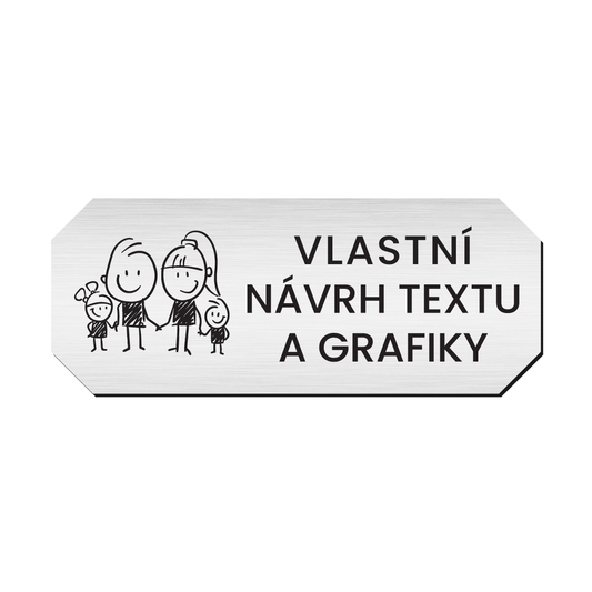 štítek na dveře - jmenovka dvouvrstvý plast povrch kovový stříbrný