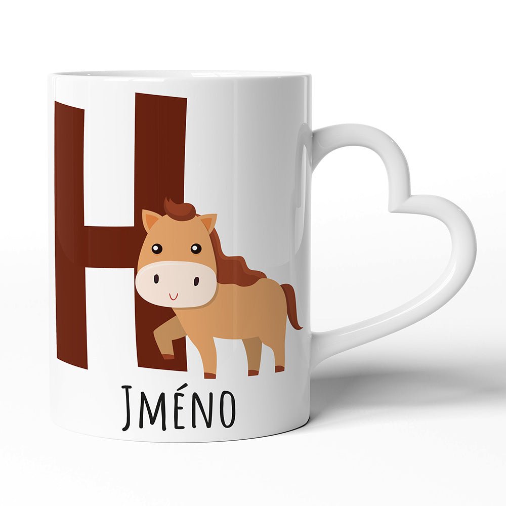 Keramický hrníček s uchem ve tvaru srdce motiv Se jménem H…