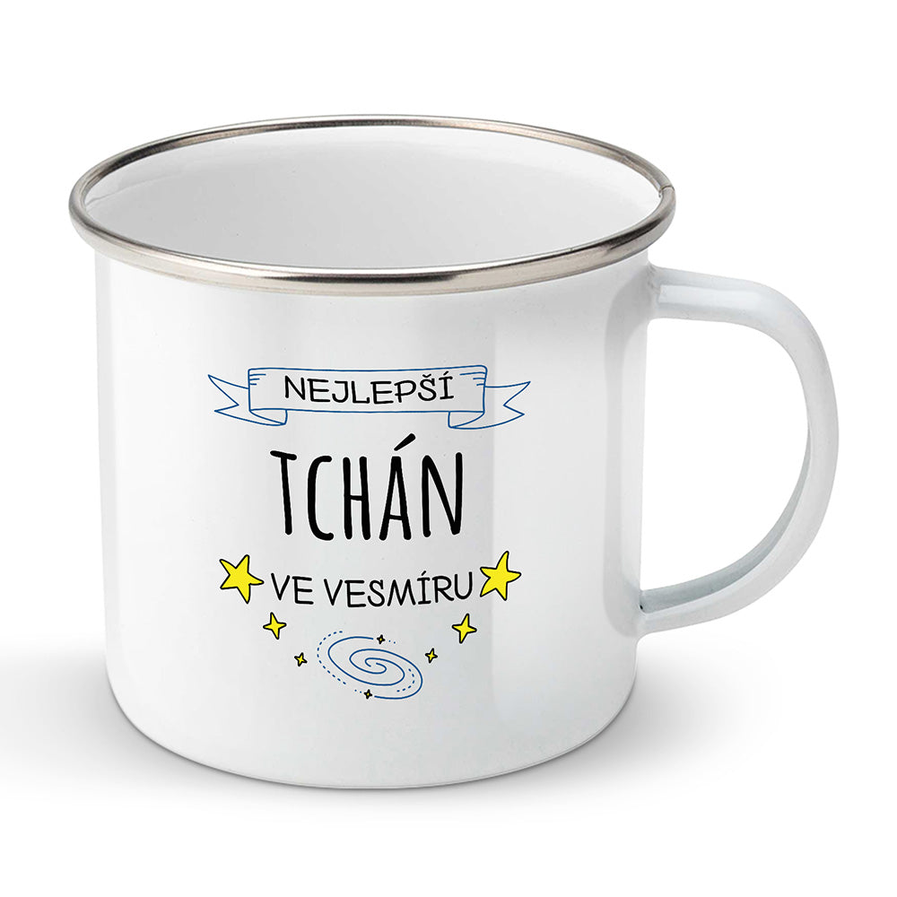 Smaltovaný plecháček motiv Nejlepší tchán ve vesmíru