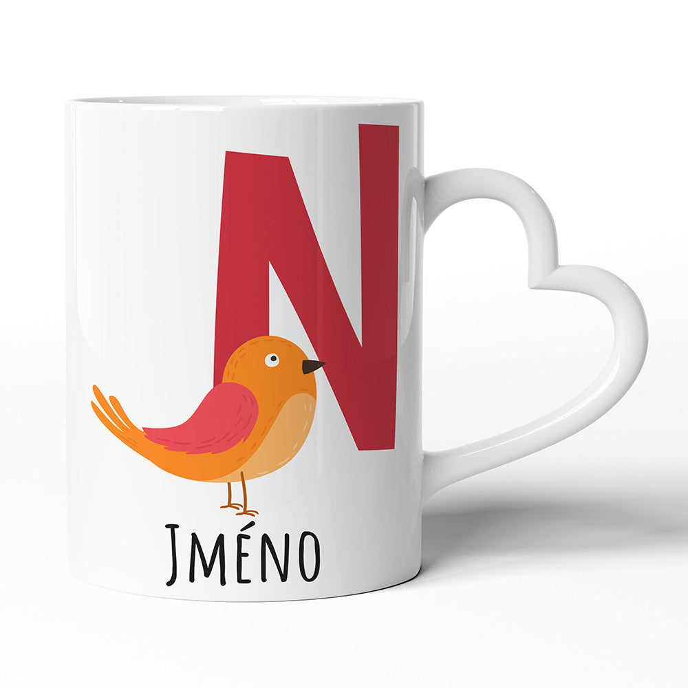 Keramický hrníček s uchem ve tvaru srdce motiv Se jménem N…