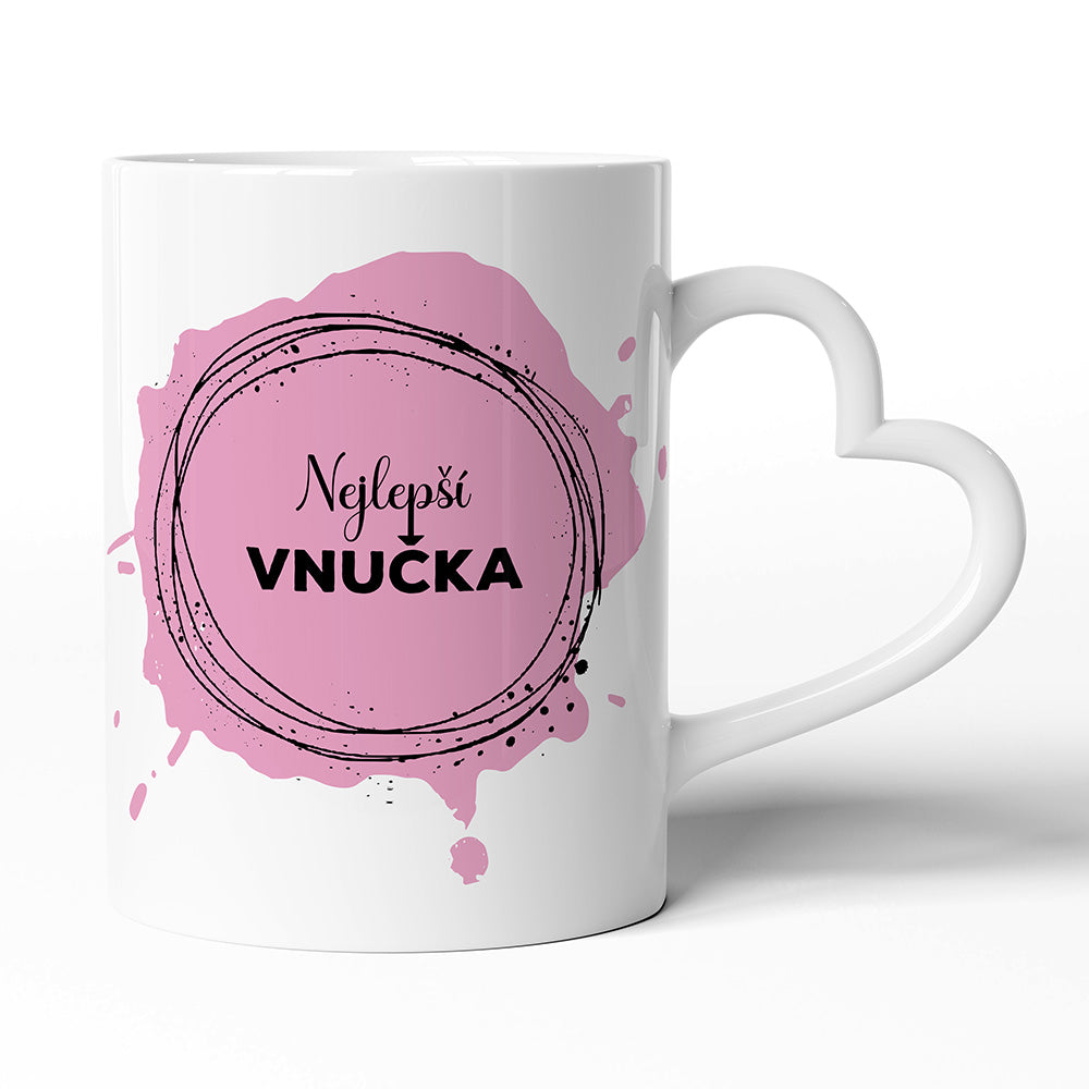 Keramický hrníček s uchem ve tvaru srdce motiv Nejlepší vnučka