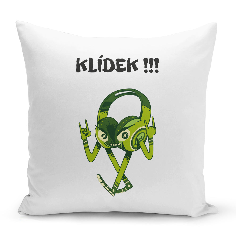 Bílý polštář 40 x 40 cm s motivem Hudební maniak