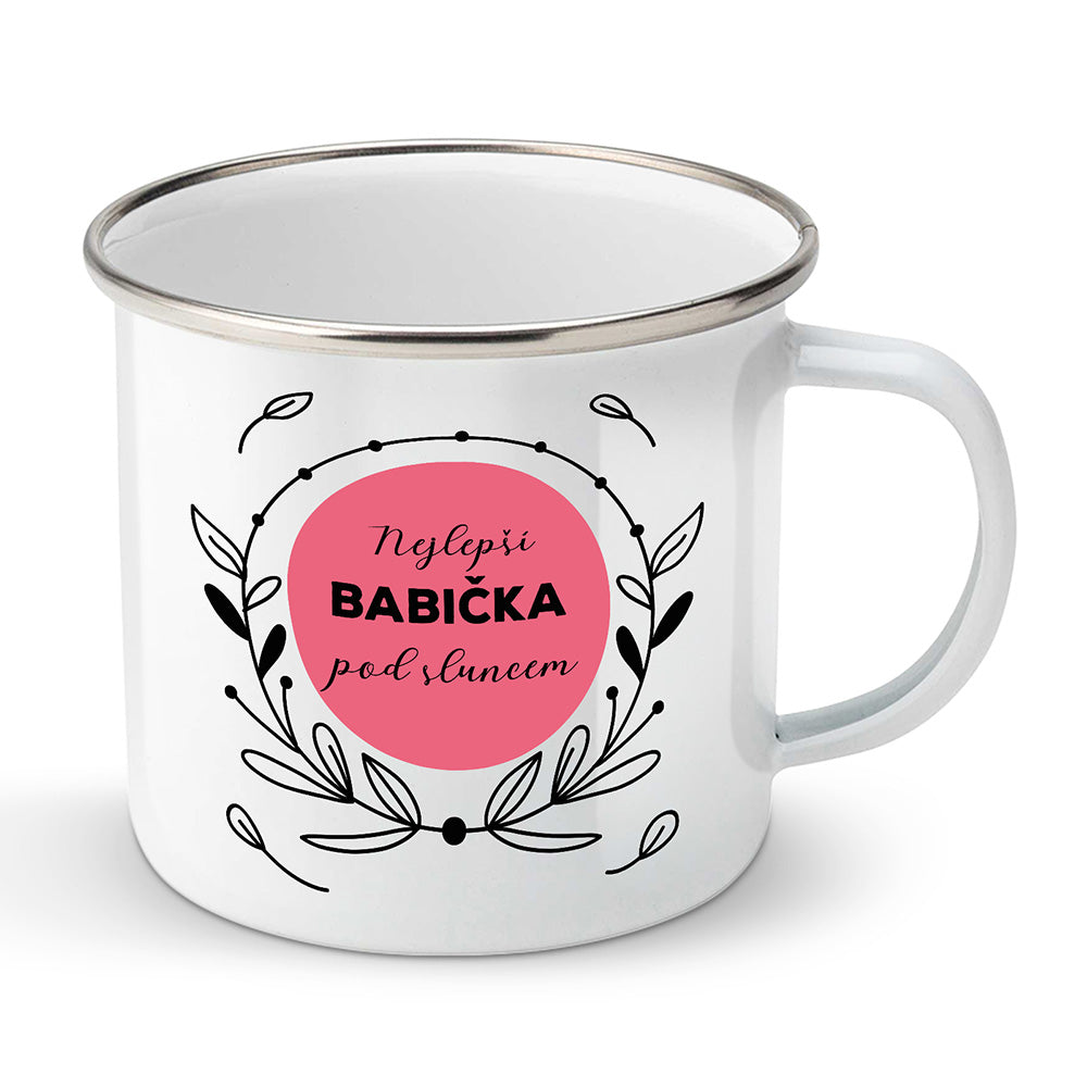 Smaltovaný plecháček motiv Nejlepší babička pod sluncem
