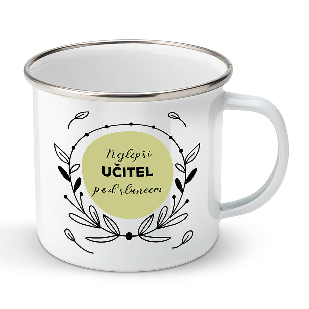 Smaltovaný plecháček motiv Nejlepší učitel pod sluncem