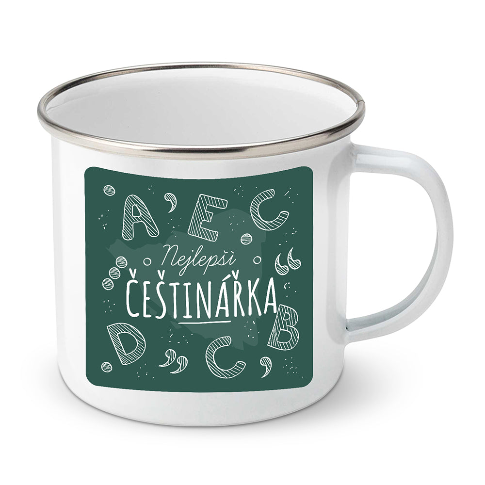 Smaltovaný plecháček motiv Nejlepší češtinářka
