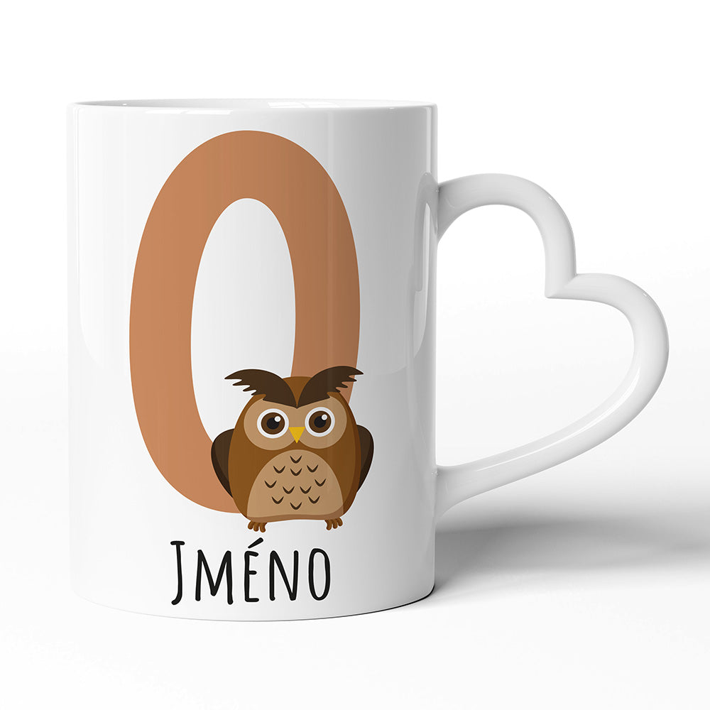 Keramický hrníček s uchem ve tvaru srdce motiv Se jménem O…