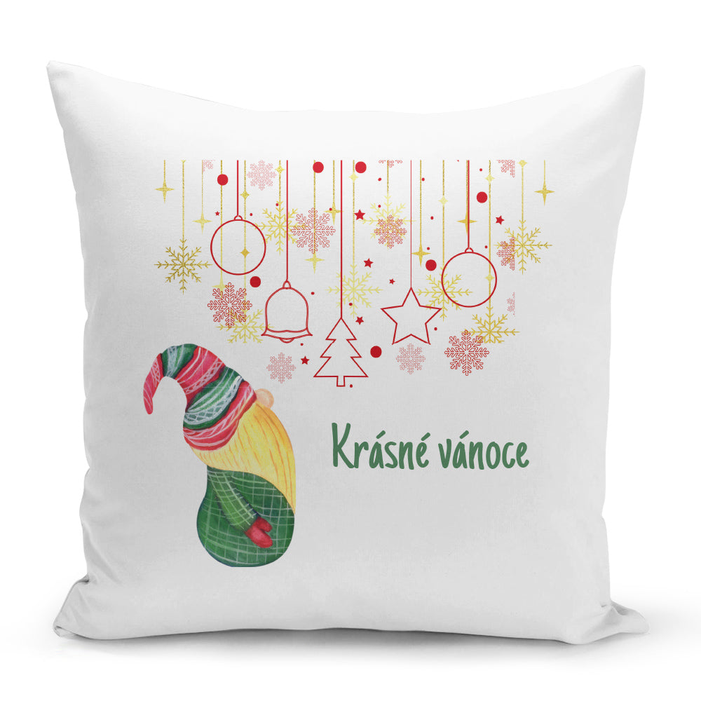 Bílý polštář 40 x 40 cm s motivem Krásné vánoce