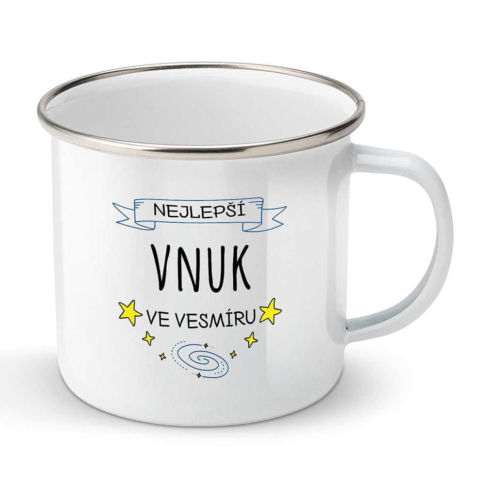 Smaltovaný plecháček motiv Nejlepší vnuk ve vesmíru