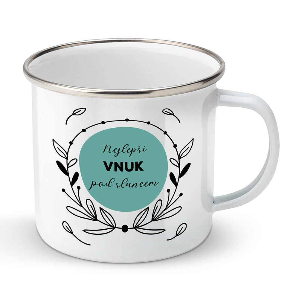 Smaltovaný plecháček motiv Nejlepší vnuk pod sluncem