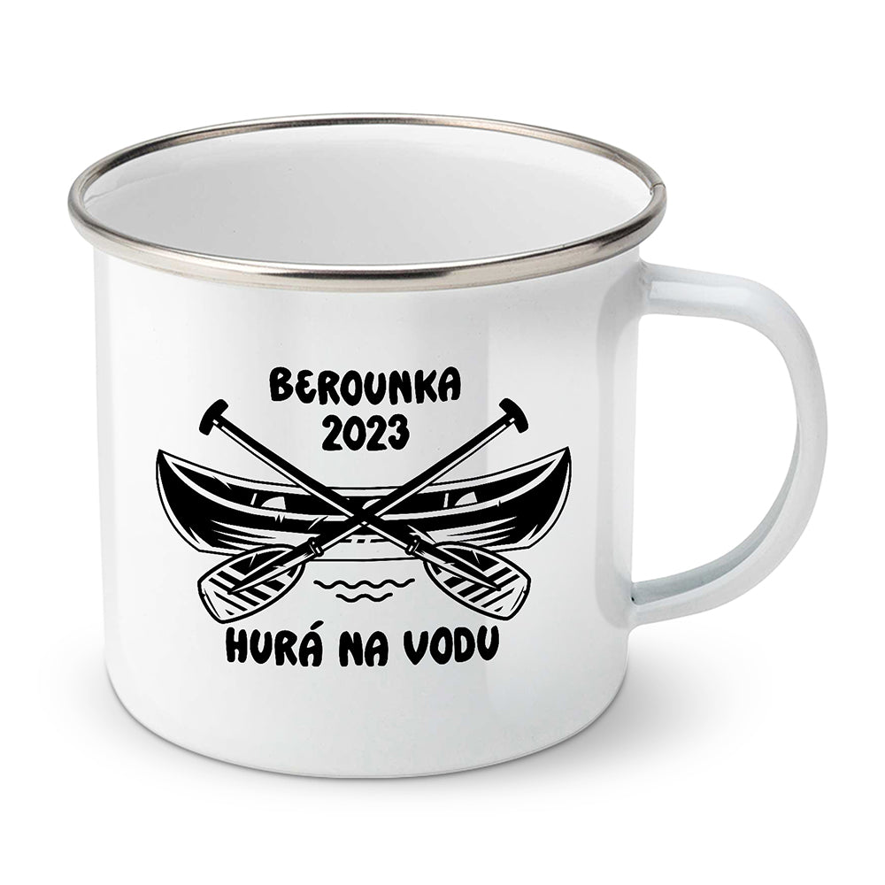 Smaltovaný plecháček motiv Hurá na vodu