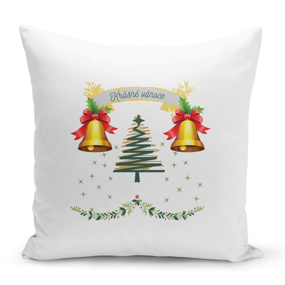 Bílý polštář 40 x 40 cm s motivem Krásné vánoce