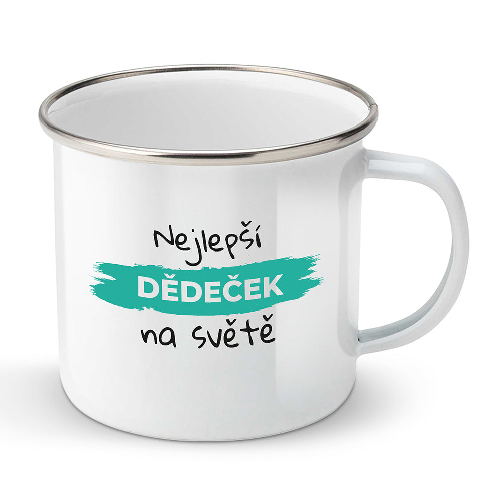 Smaltovaný plecháček motiv Nejlepší dědeček na světě