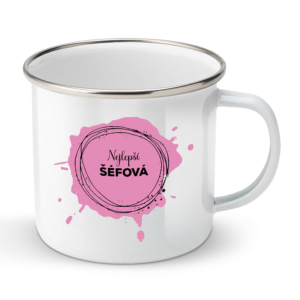 Smaltovaný plecháček motiv Nejlepší šéfová