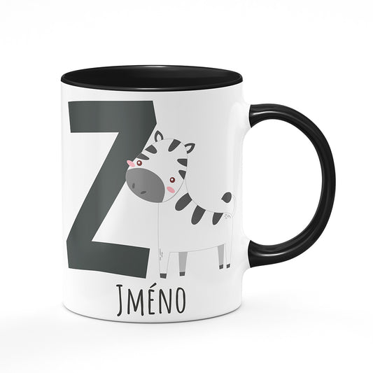 Keramický hrnek bílý s černým lemem vnitřkem a uchem motiv Se jménem Z…