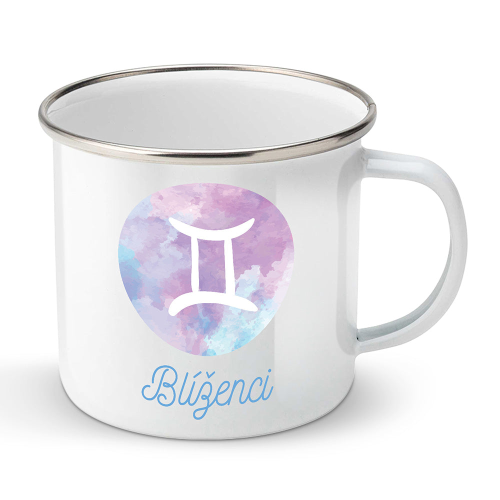 Smaltovaný plecháček motiv Blíženci