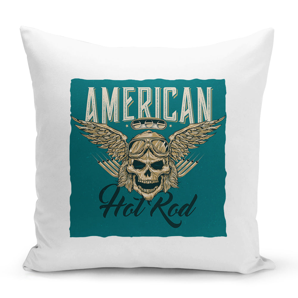 Bílý polštář 40 x 40 cm s motivem Lebka