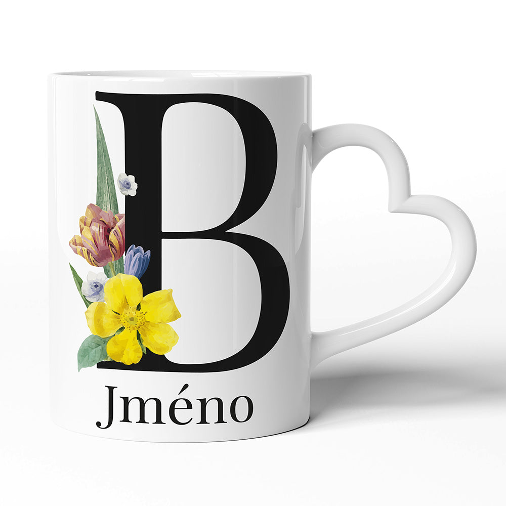 Keramický hrníček s uchem ve tvaru srdce motiv Se jménem B…