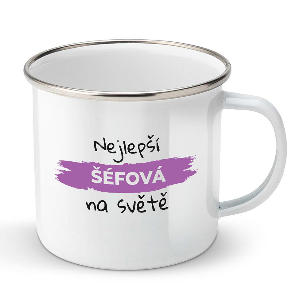 Smaltovaný plecháček motiv Nejlepší šéfová na světě