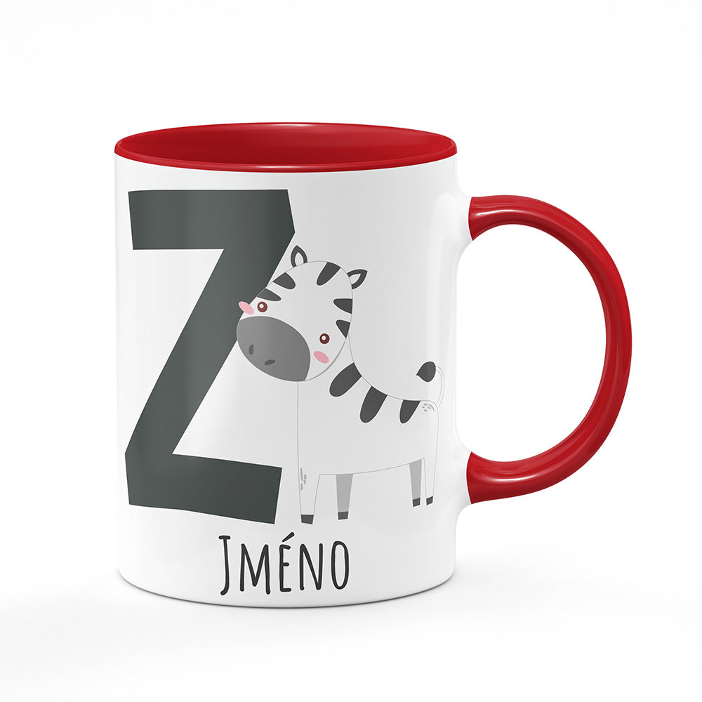 Keramický hrnek bílý s červeným lemem vnitřkem a uchem motiv Se jménem Z…