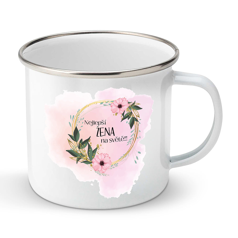 Smaltovaný plecháček motiv Nejlepší žena na světě