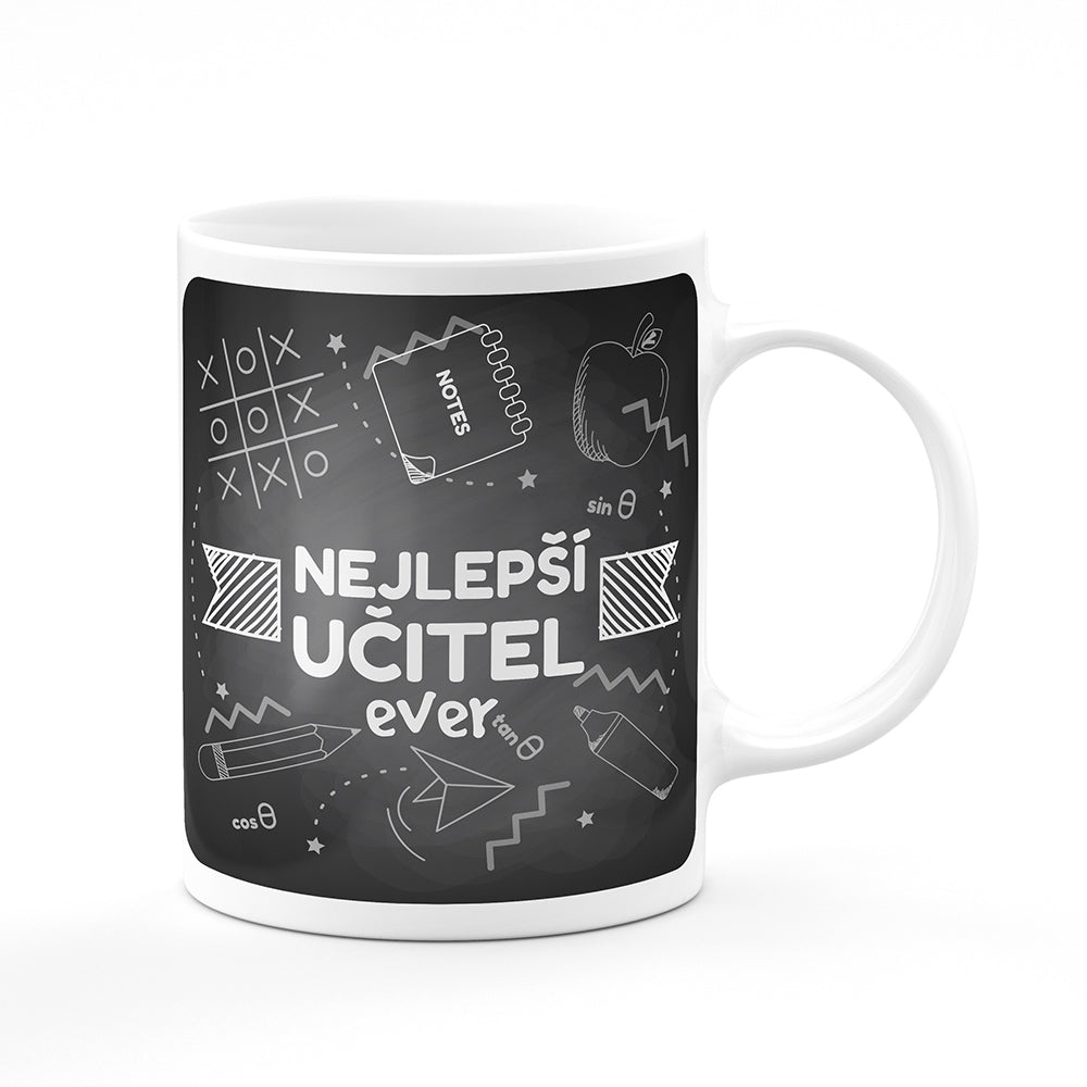 Keramický hrnek bílý motiv Nejlepší učitel ever