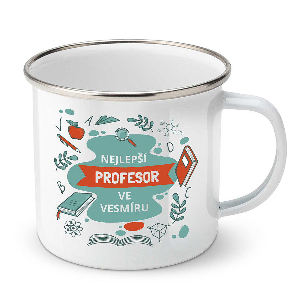 Smaltovaný plecháček motiv Nejlepší profesor ve vesmíru