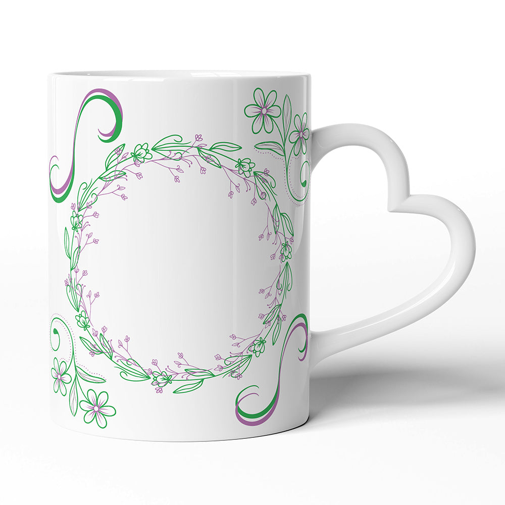 Keramický hrníček s uchem ve tvaru srdce motiv Květinový motiv