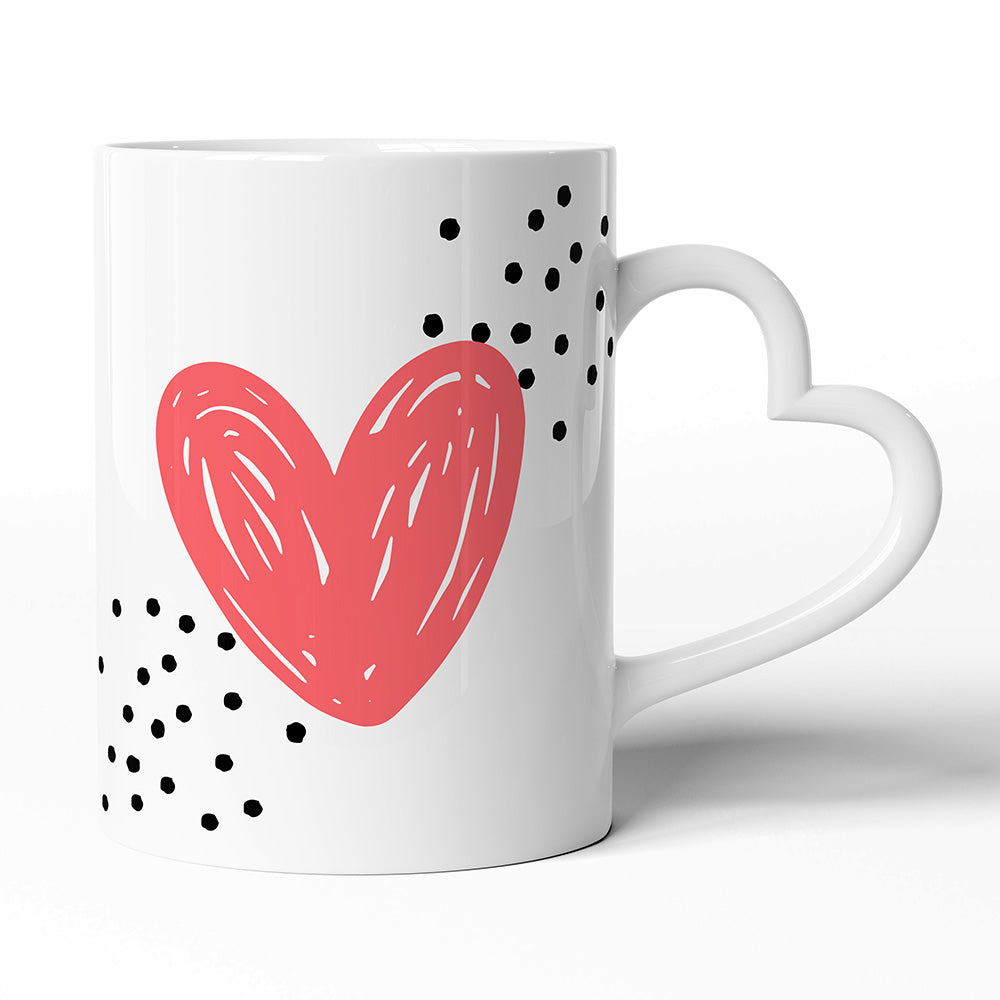 Keramický hrníček s uchem ve tvaru srdce motiv Srdce