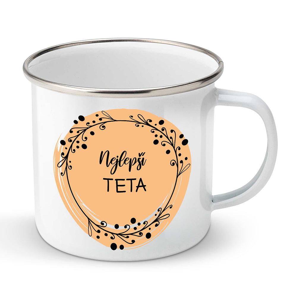 Smaltovaný plecháček motiv Nejlepší teta