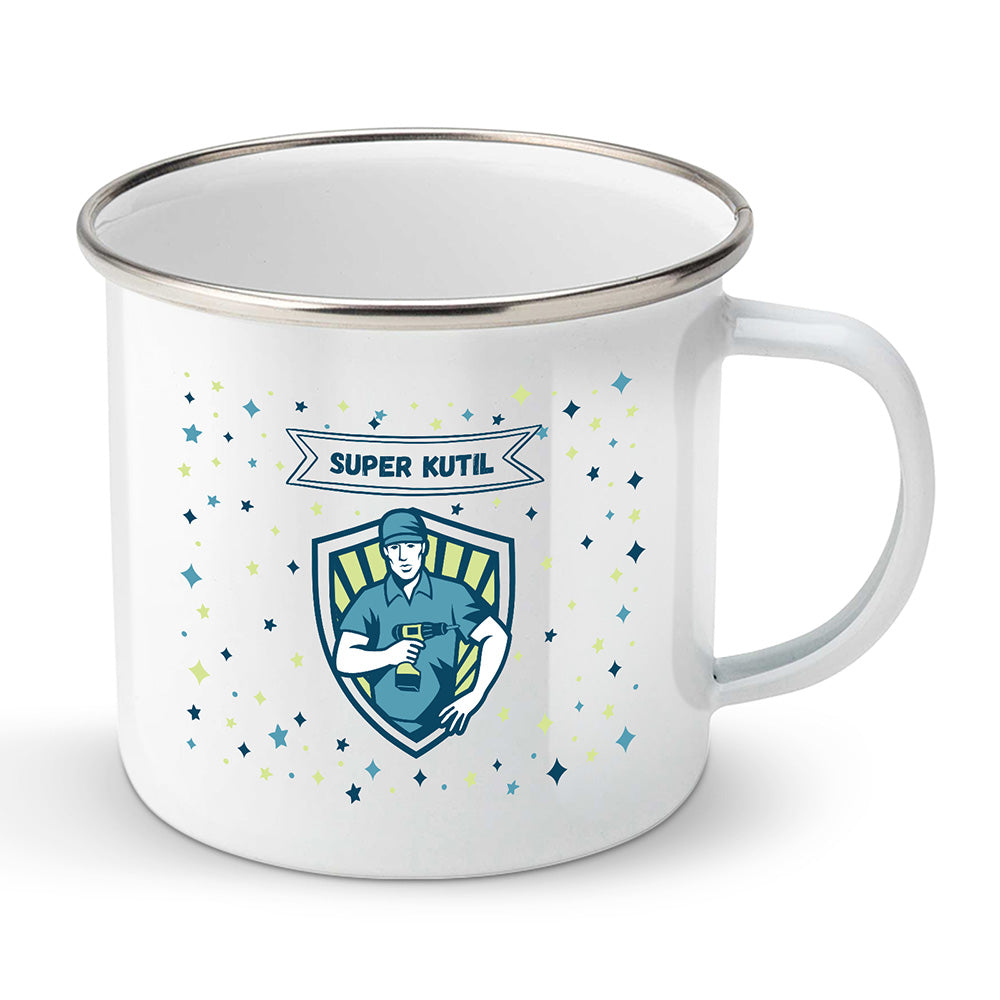 Smaltovaný plecháček motiv Super kutil