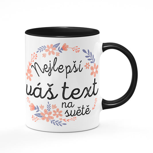 Keramický hrnek bílý s černým lemem vnitřkem a uchem motiv Nejlepší ...na světě