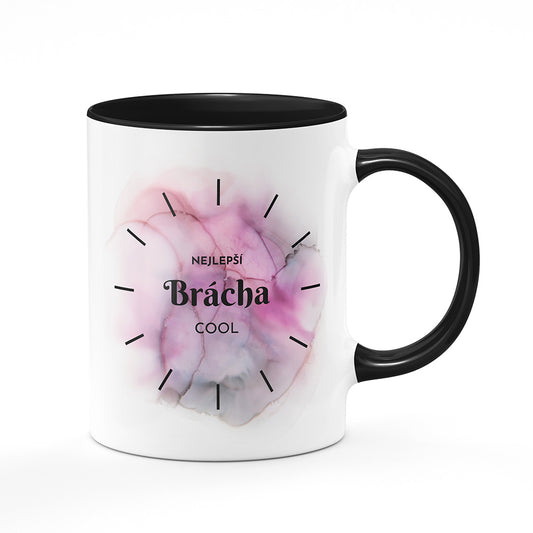 Keramický hrnek bílý s černým lemem vnitřkem a uchem motiv Nejlepší brácha