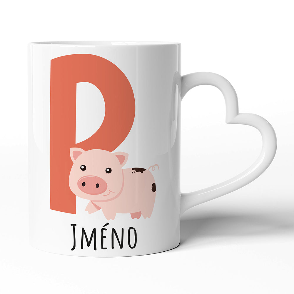 Keramický hrníček s uchem ve tvaru srdce motiv Se jménem P…