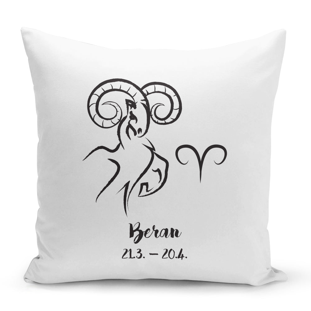 Bílý polštář 40 x 40 cm s motivem Beran